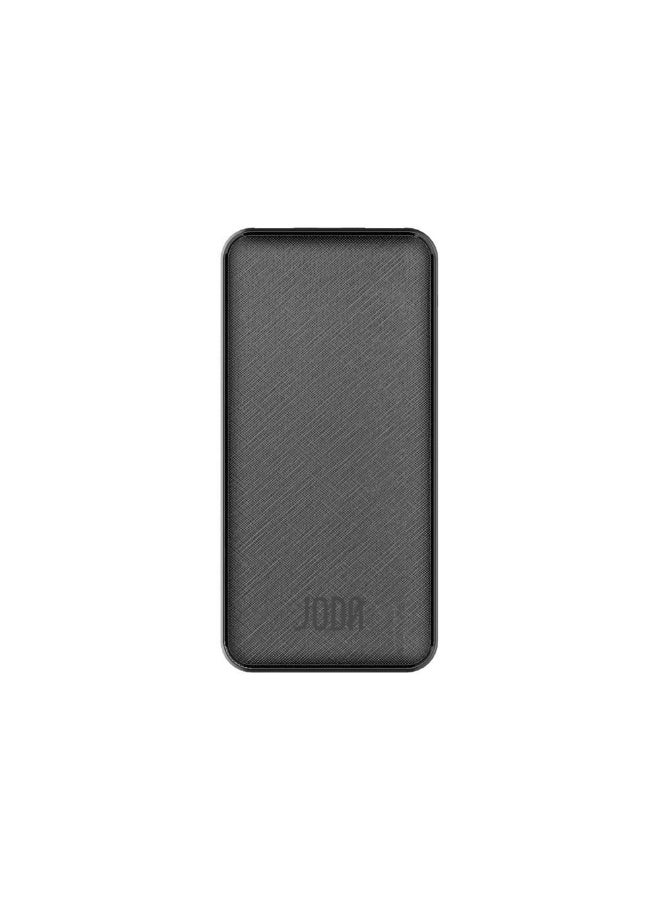 JODA portable battery with a capacity of 10,000 mAh and 22.5W power, featuring a Type-C port and two USB ports - Black - Image 1